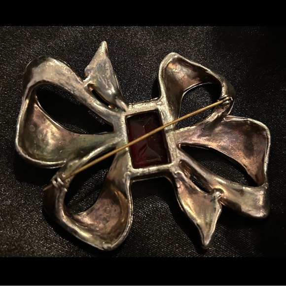 Huge Vintage Crimson Bow Brooch - Stunner from the 40s /  50s - Picture 8 of 8